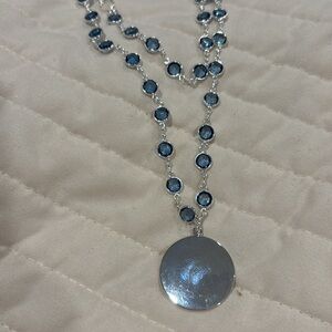 Elegant Blue and Silver double strand Necklace